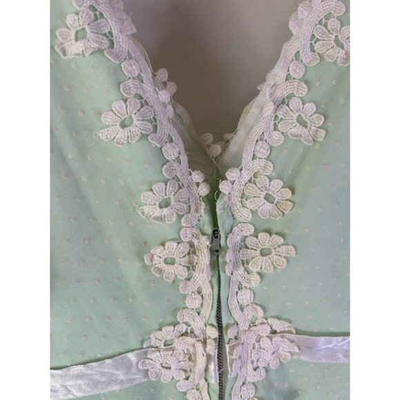 Vintage 60s Handmade Lace Trim Tiered Flounce Maxi Dress Cottagecore - Picture 9 of 10